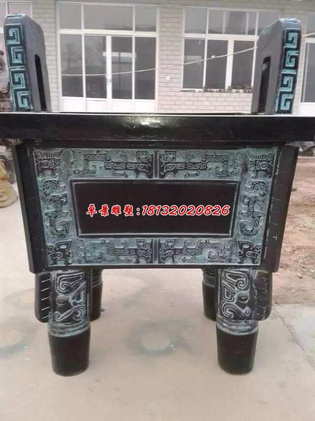 青銅鼎，鑄銅方鼎雕塑