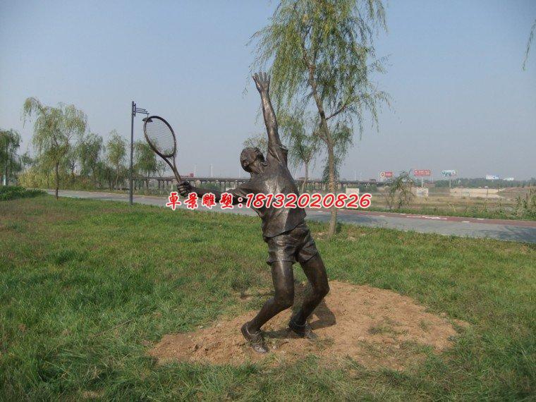 打羽毛球人物銅雕，公園人物雕塑