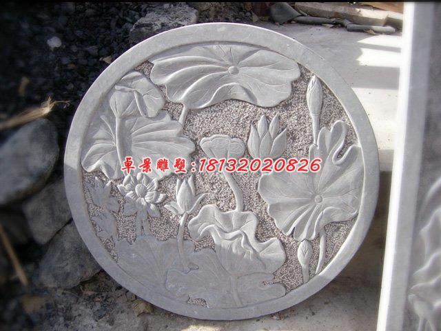 荷花荷葉石浮雕,漢白玉石浮雕