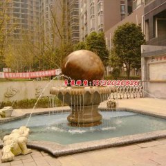 風(fēng)水球石雕，晚霞紅風(fēng)水球噴泉雕塑