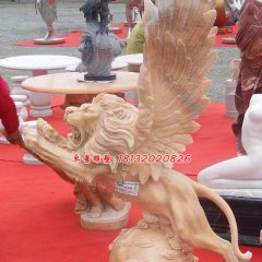 飛獅雕塑，晚霞紅獅子雕塑