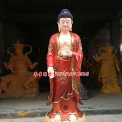 立式如來佛雕塑，玻璃鋼彩繪佛像