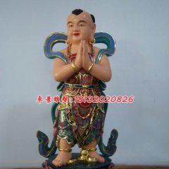 玻璃鋼善財(cái)童子雕塑，彩繪神仙雕塑