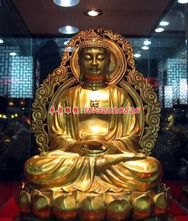 釋迦牟尼佛雕塑，玻璃鋼鎏金佛像雕塑