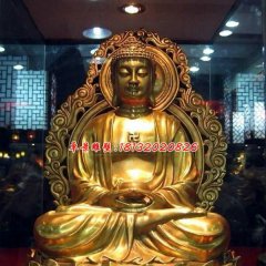 釋迦牟尼佛雕塑，玻璃鋼鎏金佛像雕塑
