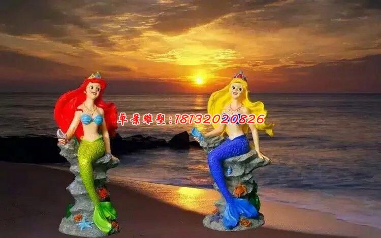 玻璃鋼美人魚雕塑，玻璃鋼卡通人物雕塑 (1)