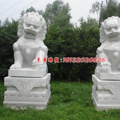 獅子石雕，漢白玉北京獅