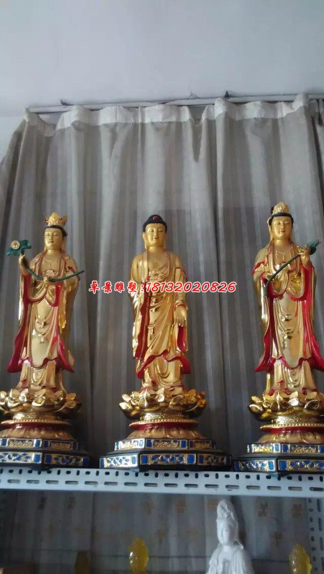 西方三圣銅雕，寺廟銅佛像