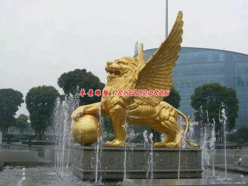 踩球飛獅銅雕，廣場銅獅子雕塑
