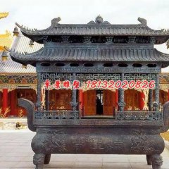 佛光普照銅雕香爐，寺廟香爐雕塑