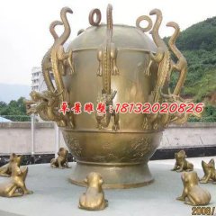 地動(dòng)儀銅雕，寺廟景觀銅雕