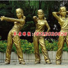 公園人物銅雕，三個(gè)女人跳舞銅雕