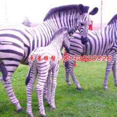 玻璃鋼動(dòng)物雕塑，仿真斑馬雕塑