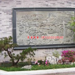 墻上石浮雕，松鶴延年石浮雕