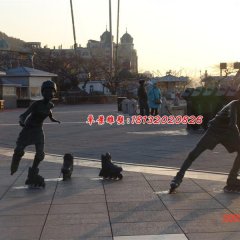 玩輪滑小孩銅雕，廣場人物雕塑