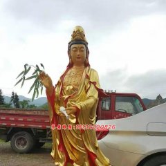 貼金佛像雕塑，西方三圣銅雕