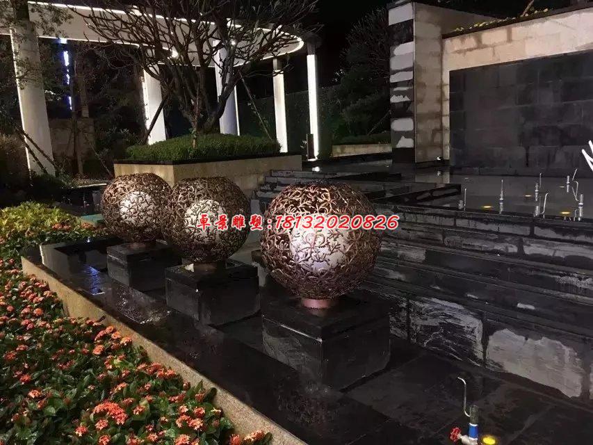 銅雕鏤空球，小區(qū)景觀銅雕 (2)