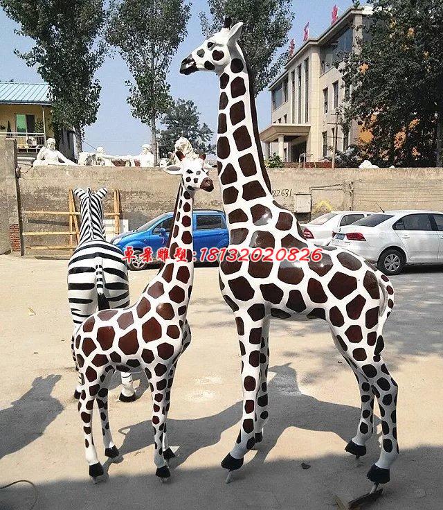 玻璃鋼母子長頸鹿,玻璃鋼動物雕塑 (1)