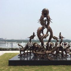 九龍戲珠銅雕，九龍銅雕，廣場(chǎng)龍雕塑