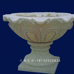 大理石花盆，石頭花盆雕塑