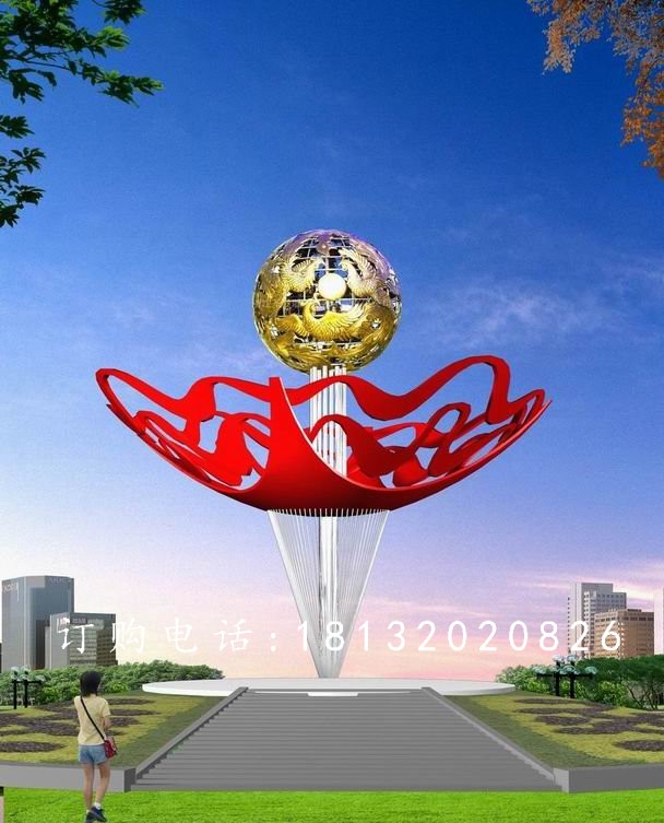 不銹鋼花朵雕塑,廣場(chǎng)不銹鋼花球雕塑