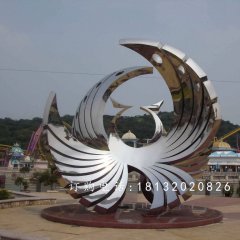 鳳凰山鳳凰雕塑，不銹鋼抽象鳳凰雕塑