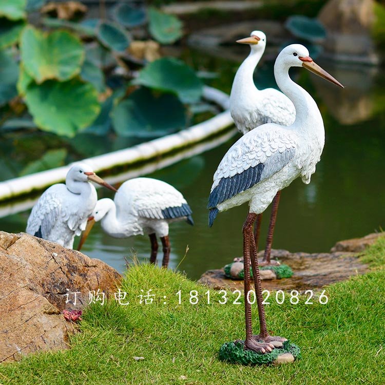 玻璃鋼仙鶴，玻璃鋼仿真仙鶴雕塑 (2)