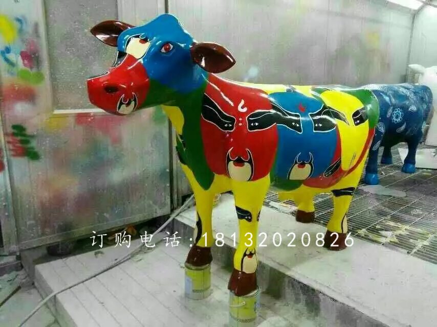 玻璃鋼小牛，彩繪玻璃鋼動物雕塑 (4)