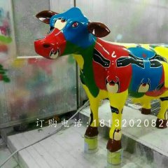 玻璃鋼小牛，彩繪玻璃鋼動物雕塑