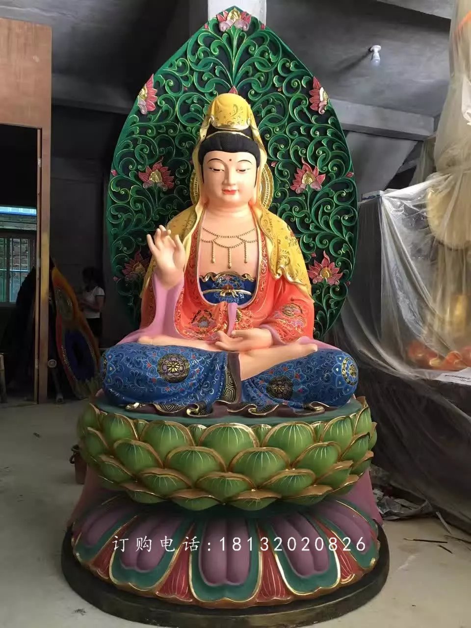 彩繪觀音菩薩雕塑,玻璃鋼觀音雕塑 (2)
