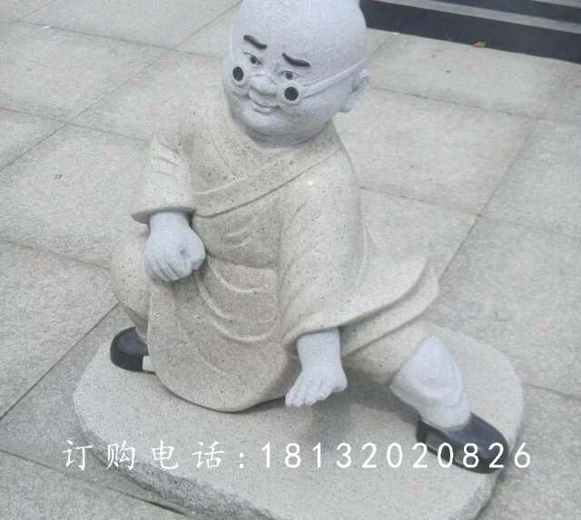 石雕小和尚,大理石人物雕塑