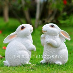 玻璃鋼小白兔，玻璃鋼仿真兔子雕塑