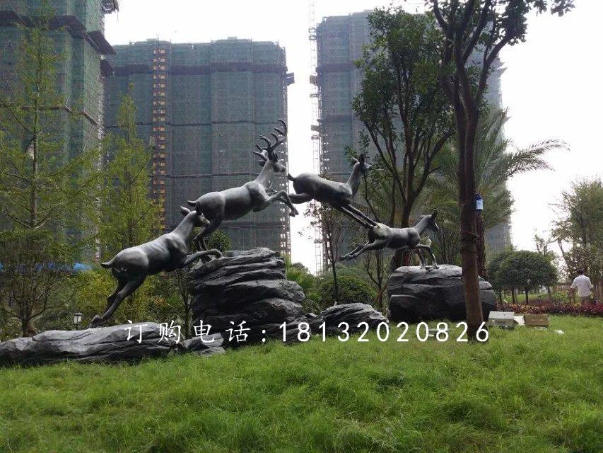梅花鹿銅雕，跑著的梅花鹿銅雕 (1)