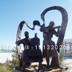 拉提琴銅雕，廣場(chǎng)人物奏樂銅雕