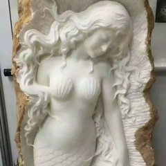 美人魚石雕，漢白玉人物石雕