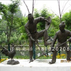 比武銅雕，古代人物銅雕