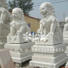 看門獅子雕塑，漢白玉石雕獅子