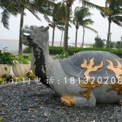 大理石龍龜?shù)袼?，古代神獸石雕