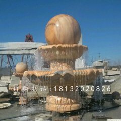 風(fēng)水球噴泉石雕，晚霞紅噴水球