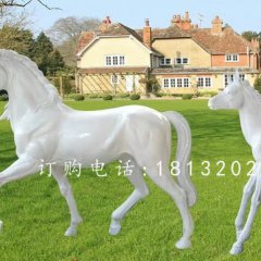 公園動(dòng)物雕塑，玻璃鋼小白馬