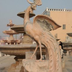 鳳凰石雕，晚霞紅鳳凰雕塑
