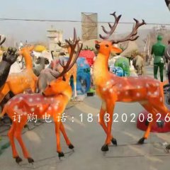 玻璃鋼梅花鹿，公園仿真動(dòng)物雕塑