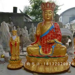 地藏王菩薩銅雕，彩繪佛像銅雕