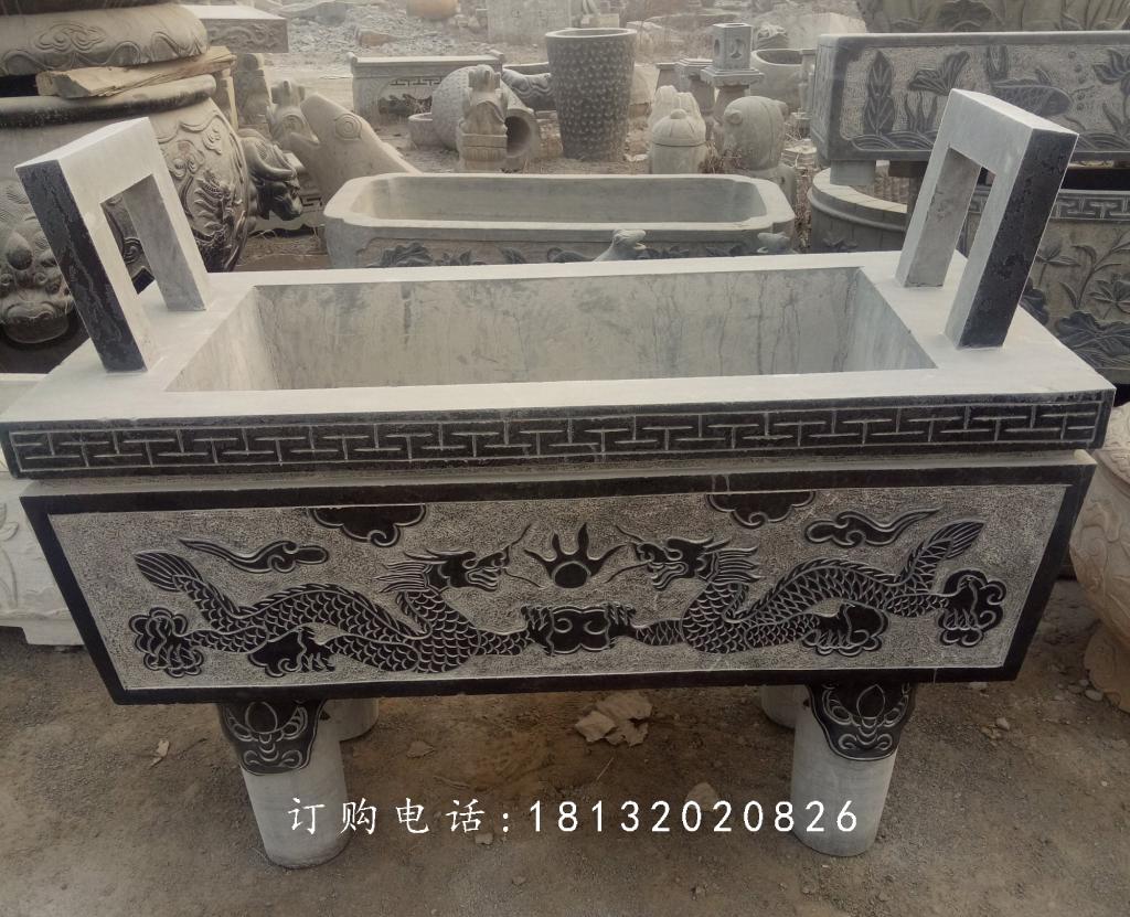 石雕香爐，青石香爐，寺廟方形香爐 (2)