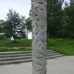 龍鳳石柱雕塑，廣場(chǎng)柱子石雕
