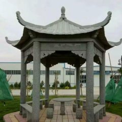 青石涼亭，公園涼亭石雕