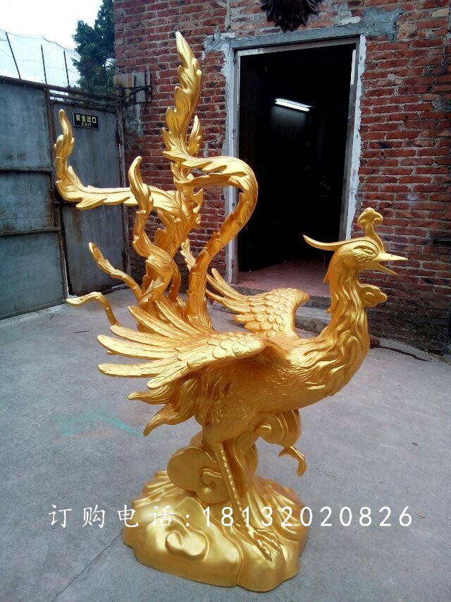 玻璃鋼鳳凰，玻璃鋼仿銅動物
