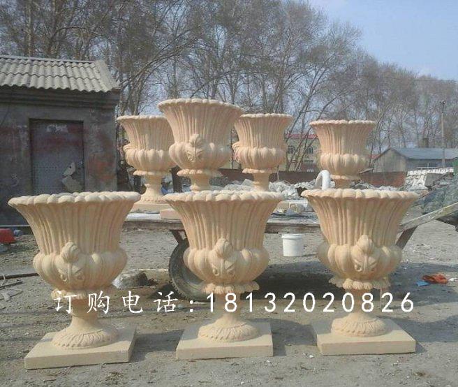 玻璃鋼仿砂巖花盆，玻璃鋼花盆雕塑