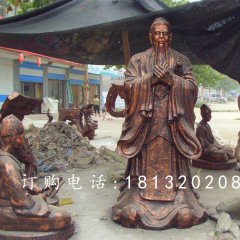 玻璃鋼孔子雕塑，玻璃鋼仿銅孔子雕塑