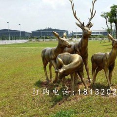 梅花鹿銅雕，園林景觀銅雕，公園動物銅雕